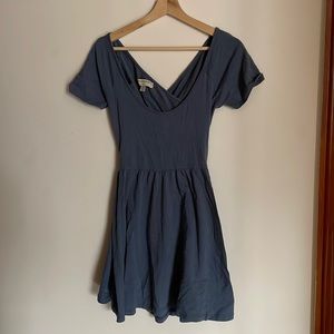 Vintage urban outfitters french blue strappy cross back open back mini dress